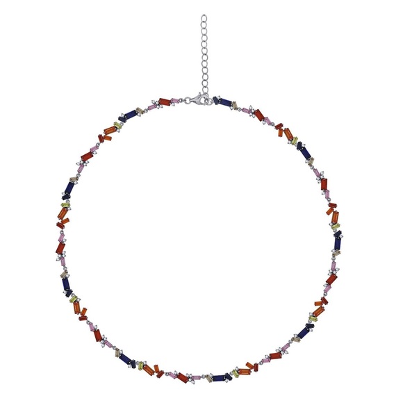 NEW Rainbow Baguette Tennis Necklaces - Picture 8 of 8